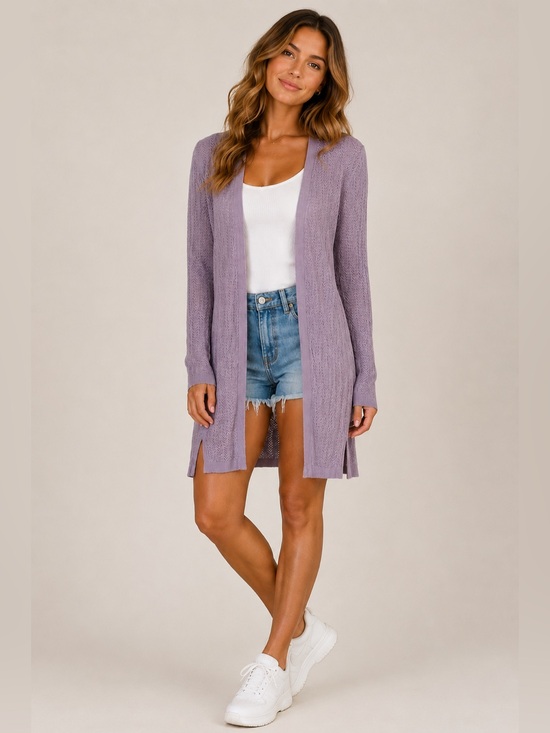 White House Black Market Sweaters - White House Black Market Purple Duster Cardigan Sweater